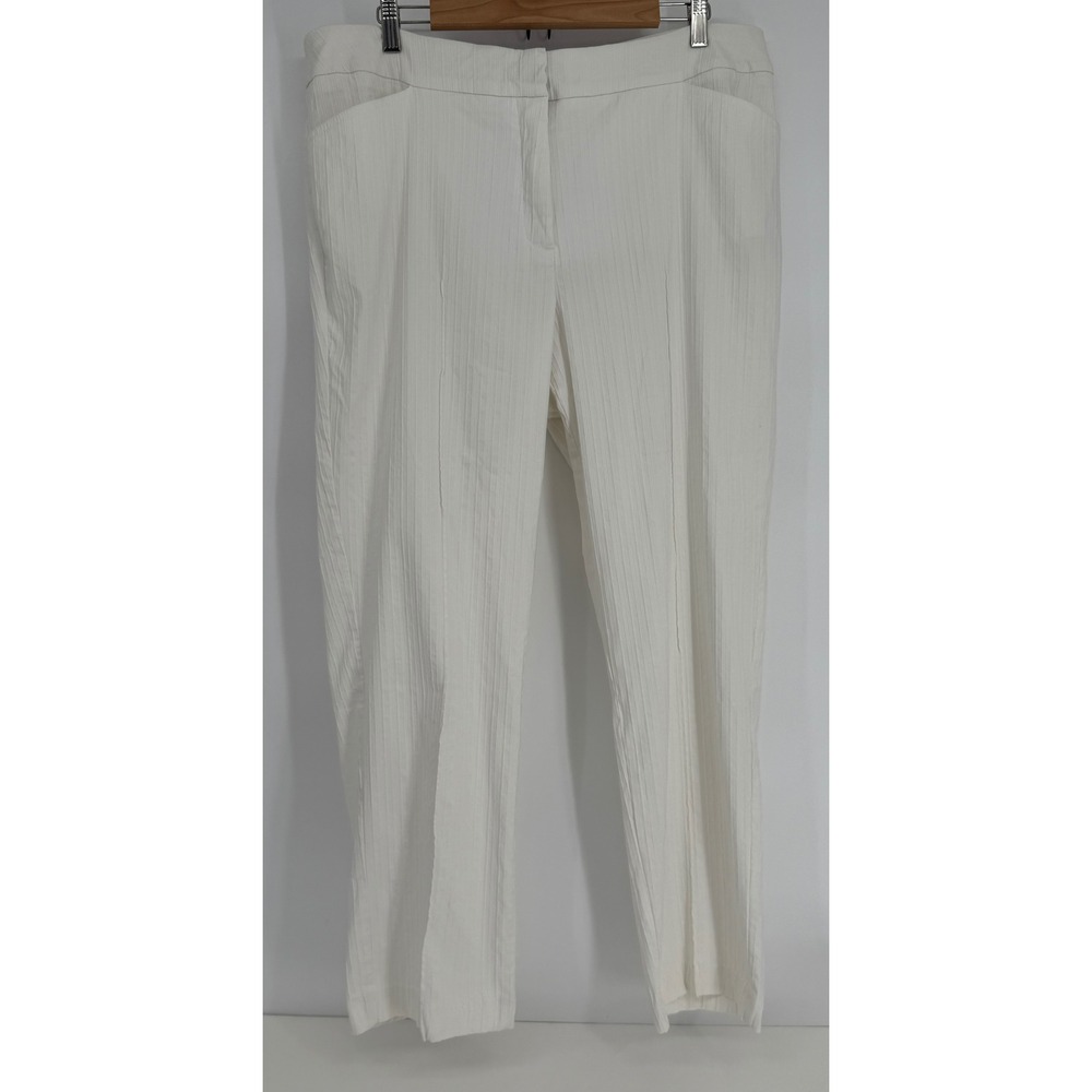 Investments‎ II Womens White Crinkle Textured Straight Leg Pants Plus Sz 20W